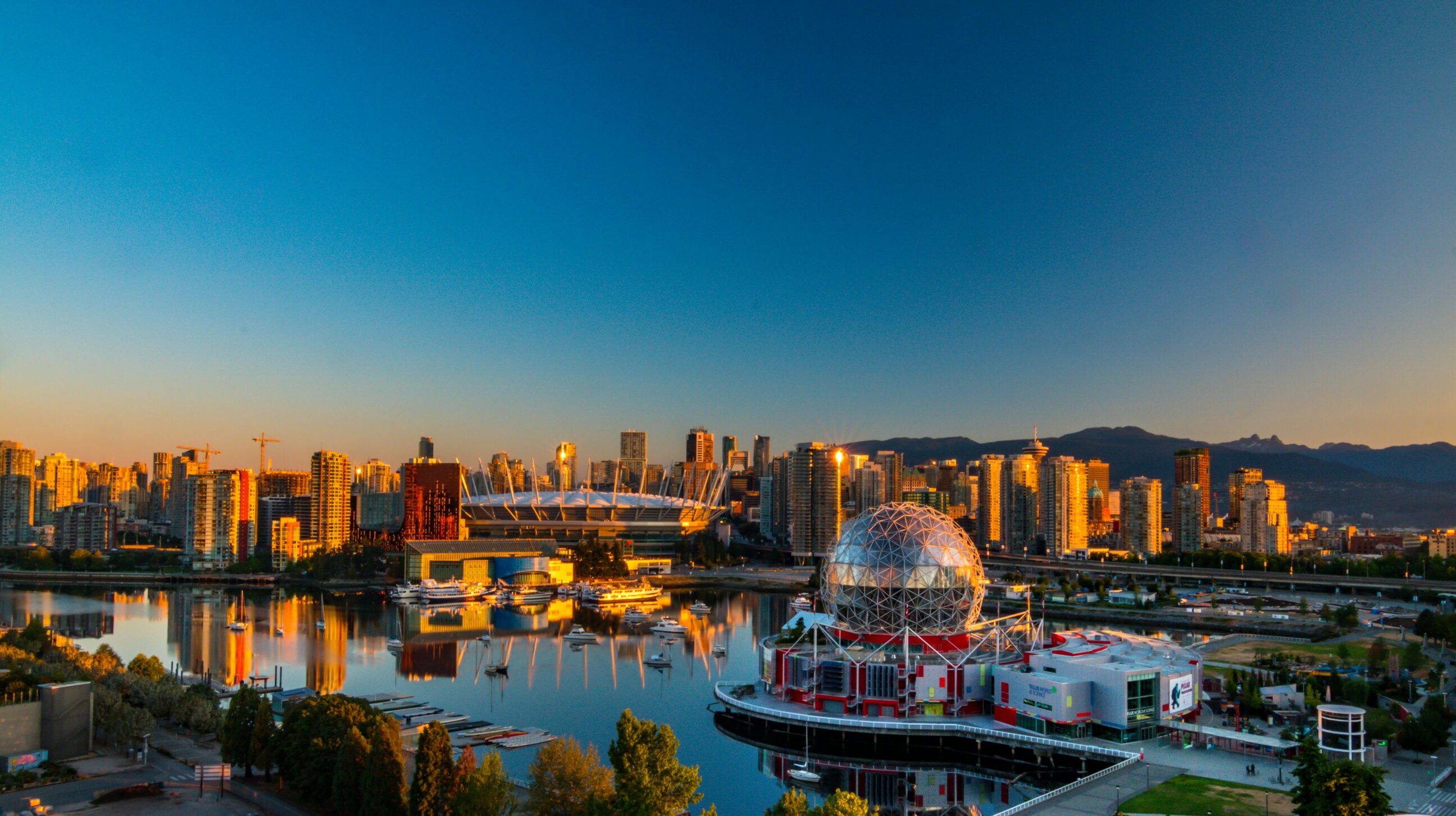 Downtown Vancouver skyline and BC Place Stadium during the FIFA World Cup 2026